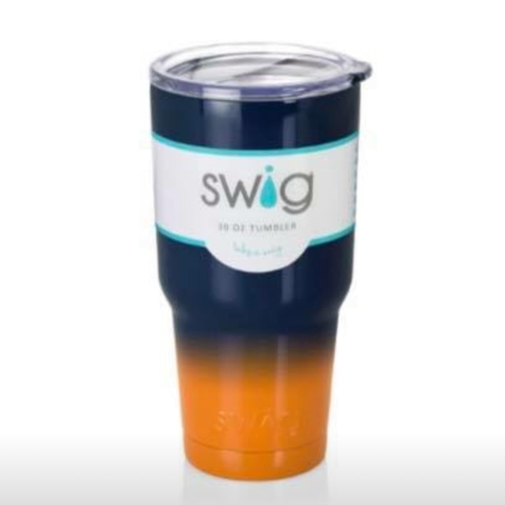SWIG 30 oz Stainless Tumbler Navy/Orange.